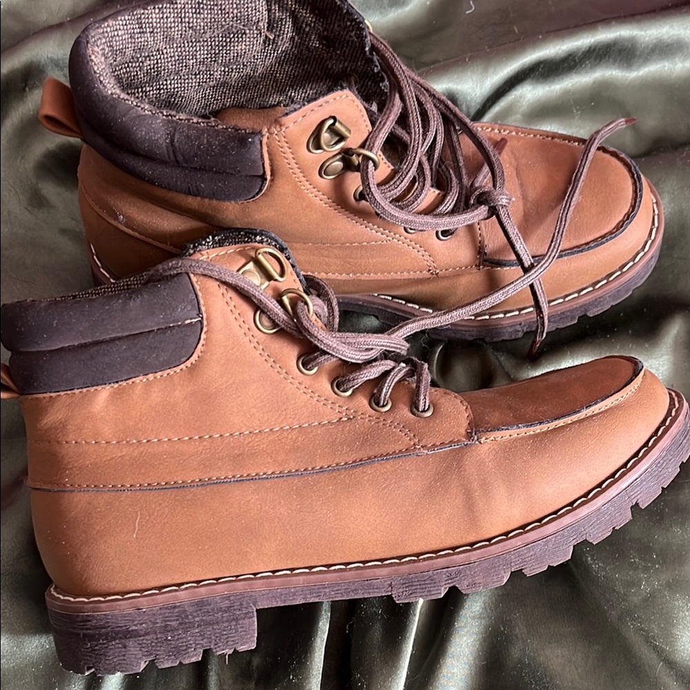 Brown and Black Boots with Lace-Up Design boys boots
